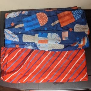 Set Of 2 Summer Red White Blue July 4th Scarves Scarf Stripes Popsicles Women's